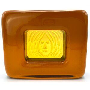 Erik Höglund Boda Sweden Amber Yellow Art Glass Vintage 1960s Hoglund RARE!
